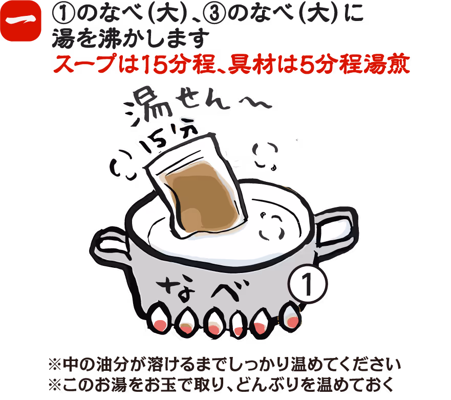 お土産ラーメンの調理法 手順3:スープを準備する