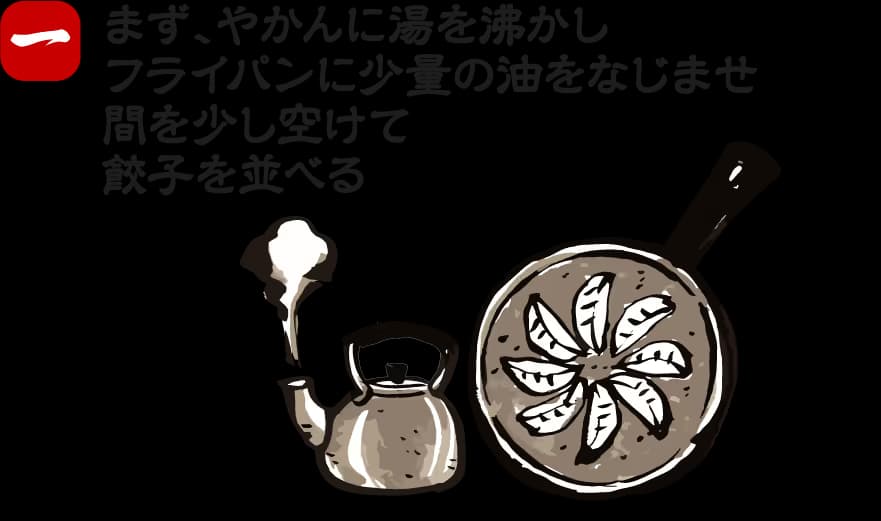餃子の焼き方 手順1:フライパンに油をひく