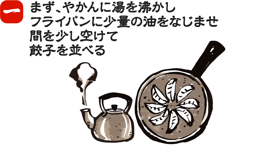 餃子の焼き方 手順1:フライパンに油をひく
