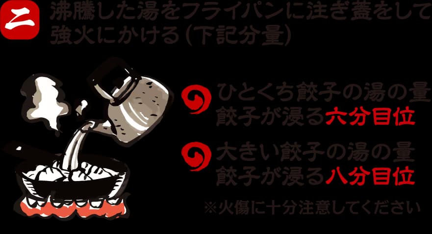 餃子の焼き方 手順2:冷凍餃子を並べる