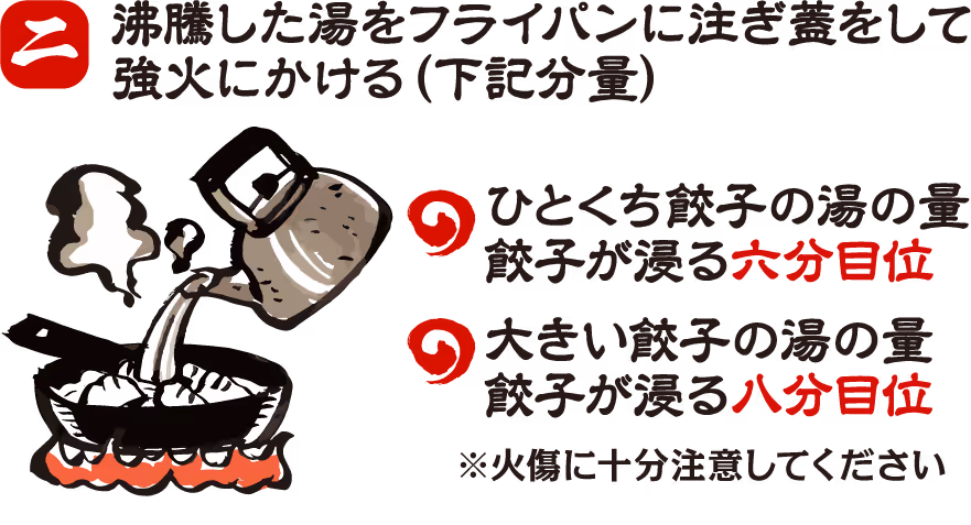 餃子の焼き方 手順2:冷凍餃子を並べる