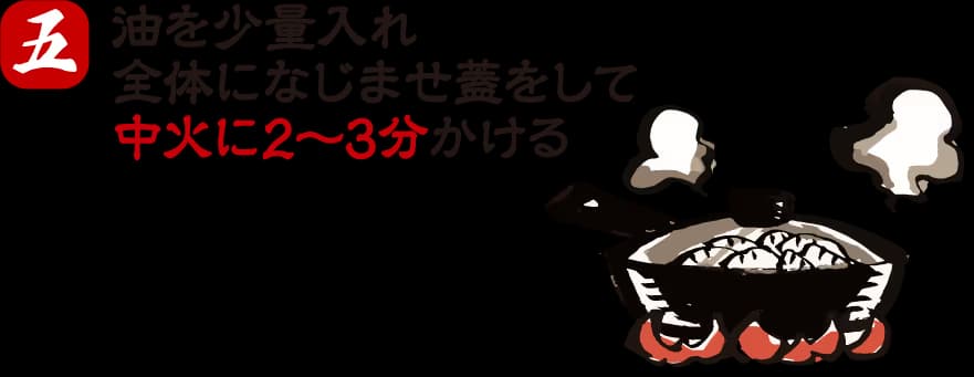 餃子の焼き方 手順5:水分を飛ばして焼き目をつける