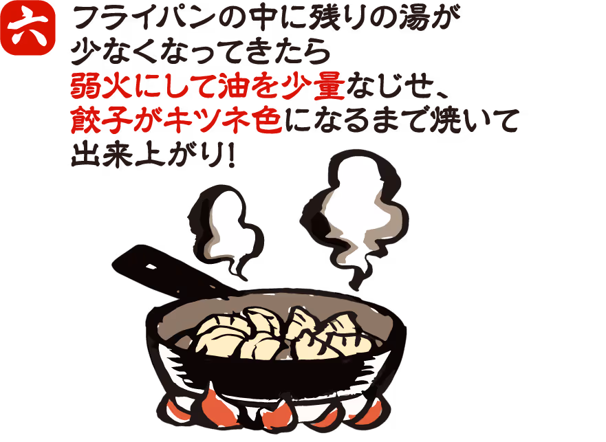 餃子の焼き方 手順6:完成した焼き餃子